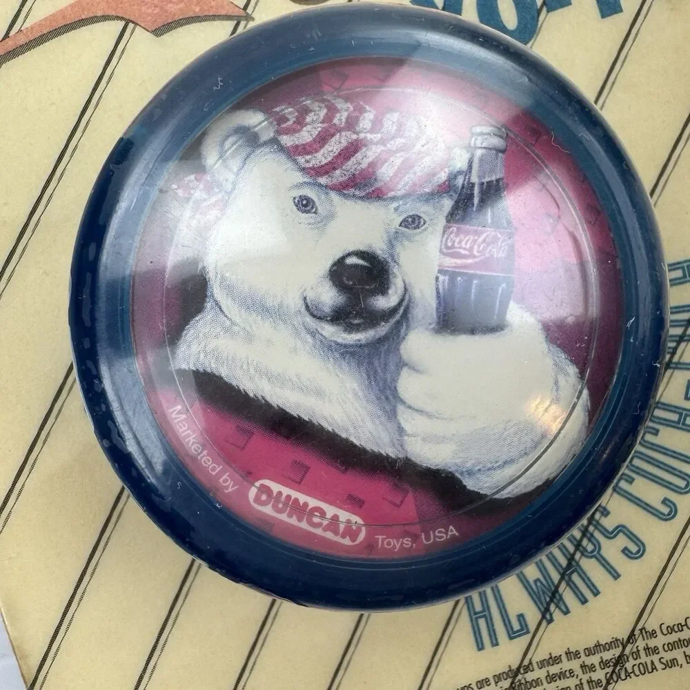 Vintage 1997 Coca Cola Duncan Yo Yo Polar Bear NOC Carded Promo Toy